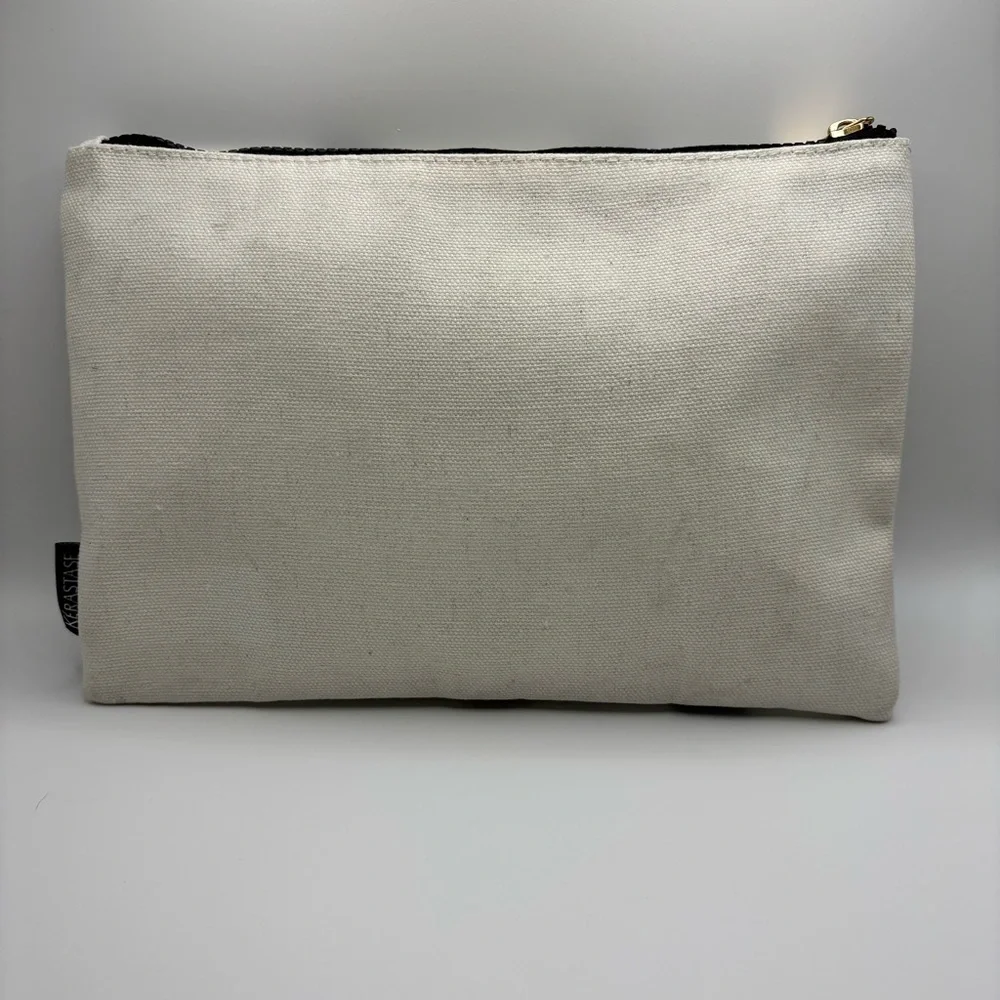 NWOT Kérastase Paris Canvas Cosmetic Bag Neutral Logo Makeup Pouch